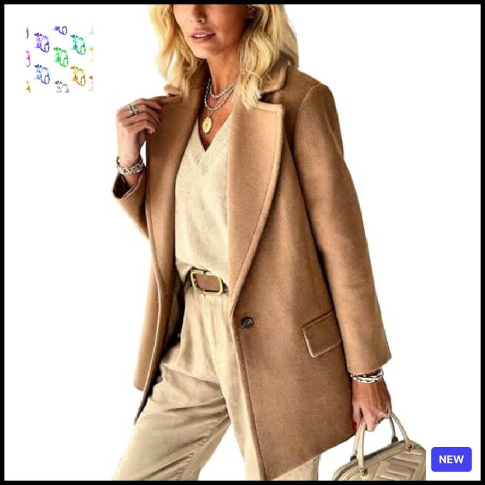 Wool Blazer Peacoat Business Casual Chic Classic Elegant Office Wear - Picture 5 of 6